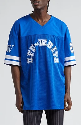 Off-White Football Mesh & Jersey T-Shirt Nautical Blue White at Nordstrom,