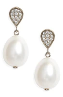 Poppy Finch Pavé Diamond & Cultured Pearl Drop Earrings in Pearl/14K Gold at Nordstrom