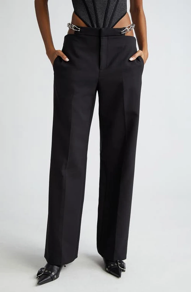 Dion Lee Gender Inclusive Chain Link Cutout Wide Leg Trousers Black at Nordstrom,