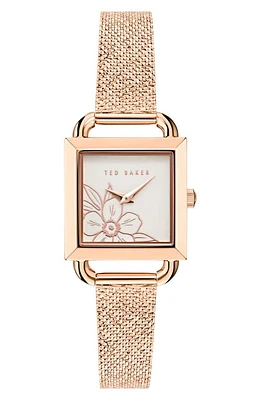 Ted Baker London Iconic Floral RSST Mesh Strap Watch in Rose Gold-Tone at Nordstrom