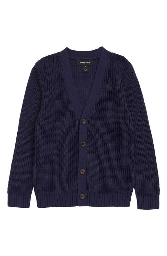 Nordstrom Kids' Everyday Cotton Blend Cardigan Navy Peacoat at