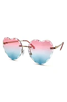 FYNN AND RILEY Kids' Gradient Heart Sunglasses in Blue/Pink at Nordstrom