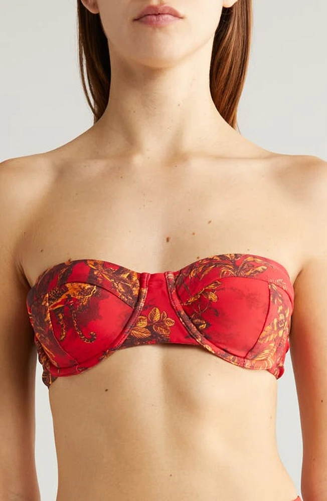 L'AGENCE Alexandria Red Jungle Structured Bikini Top in Scarlet at Nordstrom, Size Medium