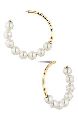 Nadri Dot Dot Dot Imitation Pearl Hoop Drop Earrings in Gold With Pearl at Nordstrom