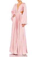 Ieena for Mac Duggal Long Sleeve Pleated Cut-Out Gown at Nordstrom,