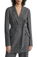 Lafayette 148 New York Marled Lined Belted Jacket Black Multi at Nordstrom,