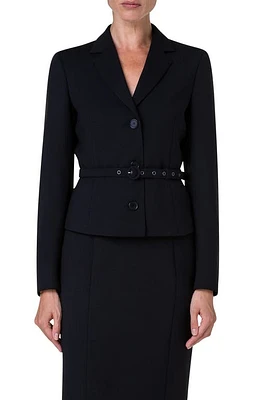 Akris punto Belted Stretch Wool Crepe Blazer Black at Nordstrom,