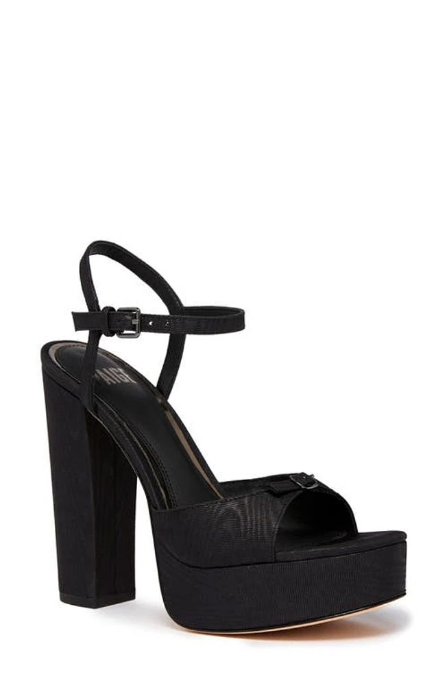 PAIGE Chase Ankle Strap Peep Toe Platform Sandal Black at Nordstrom,