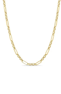 Zoë Chicco 14K Gold Paper Clip Station Chain Necklace in Yellow Gold at Nordstrom, Size 18