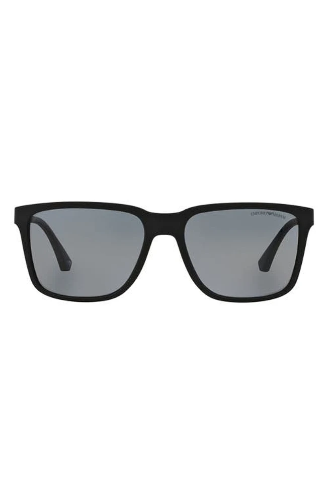 Emporio Armani 56mm Polarized Square Sunglasses in Polarized Black at Nordstrom