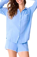 PJ Salvage Live the Moment Cotton Gauze Short Pajamas Bright Blue at Nordstrom,