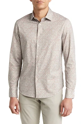 Bugatchi James OoohCotton Geometric Print Button-Up Shirt Salmon at Nordstrom,