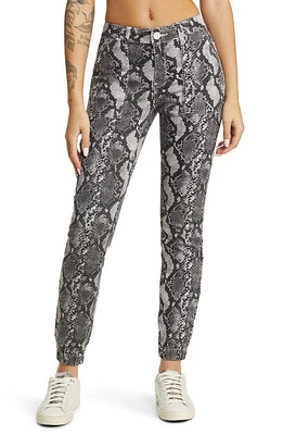 Prosperity Denim Snakeskin Print Stretch Cotton Skinny Pants Grey White at Nordstrom,