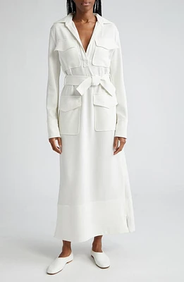 Proenza Schouler Vanessa Long Sleeve Crepe Belted Shirtdress White at Nordstrom,