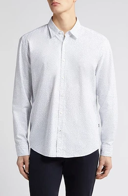 BOSS Liam Ditsy Print Button-Up Shirt White at Nordstrom,