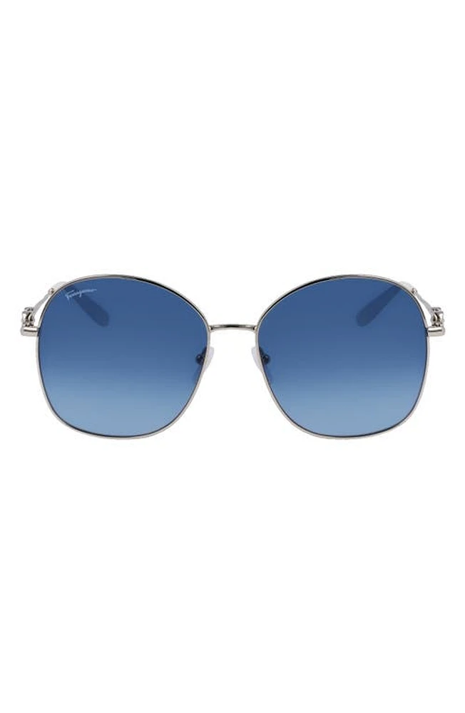 FERRAGAMO 59mm Gradient Sunglasses in Silver/Blue Gradient at Nordstrom