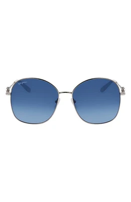 FERRAGAMO 59mm Gradient Sunglasses in Silver/Blue Gradient at Nordstrom