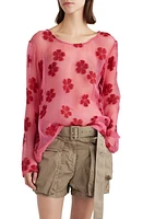 Dries Van Noten Carlotta Floral Embroidered Long Sleeve Top Pink at Nordstrom, Us