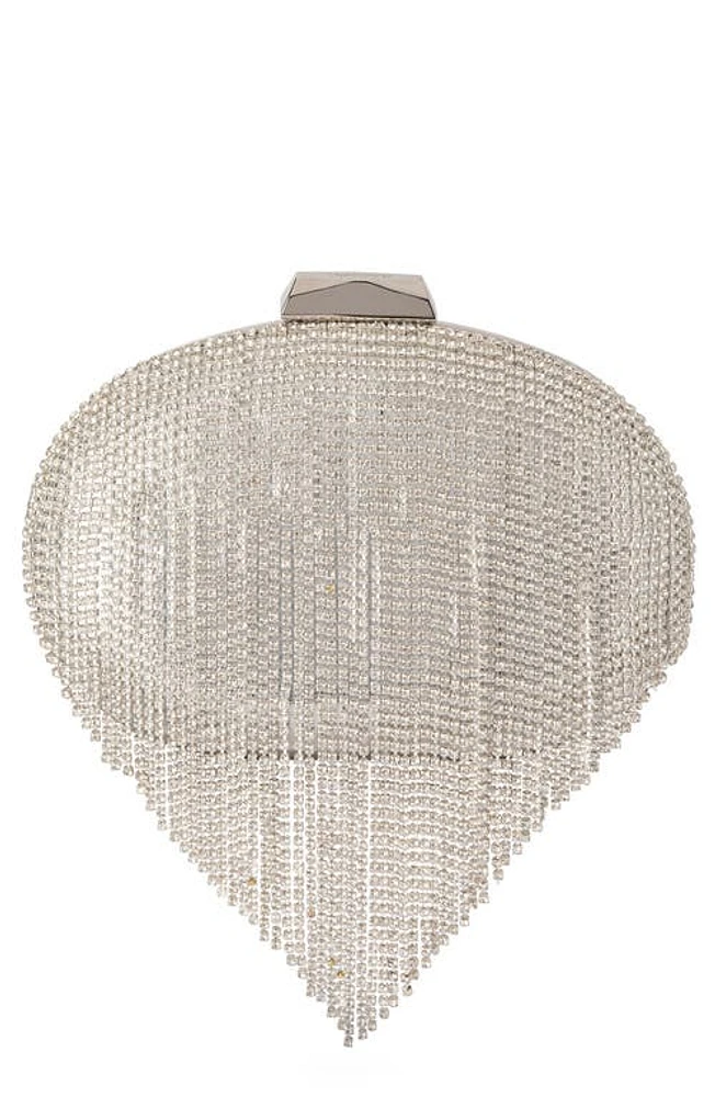 Olga Berg Bria Crystal Fringe Clutch in Silver at Nordstrom