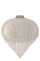 Olga Berg Bria Crystal Fringe Clutch in Silver at Nordstrom