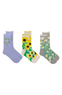 K Bell Socks Assorted 3-Pack Floral Earth Crew Socks in Blmul at Nordstrom, Size 9