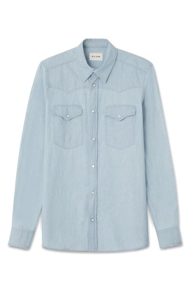 BLK DNM Cotton Chambray Western Shirt Pale Blue at Nordstrom, Us