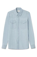 BLK DNM Cotton Chambray Western Shirt Pale Blue at Nordstrom, Us