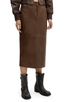 MANGO Leather Midi Skirt in Brown at Nordstrom, Size X-Small