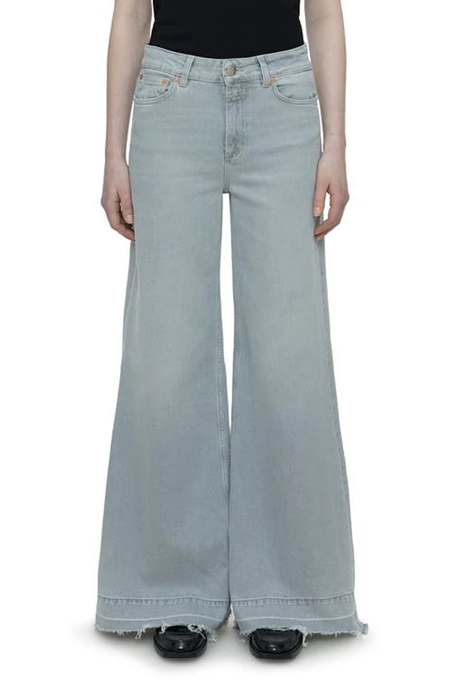 Closed Glow Up Raw Hem Wide Leg Jeans Light Grey at Nordstrom,