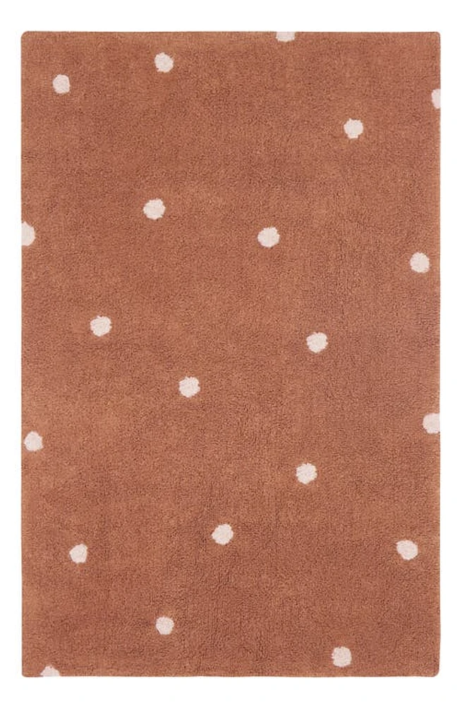 Lorena Canals Mini Polka Dot Washable Cotton Blend Rug in Chestnut Natural at Nordstrom