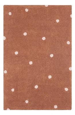 Lorena Canals Mini Polka Dot Washable Cotton Blend Rug in Chestnut Natural at Nordstrom