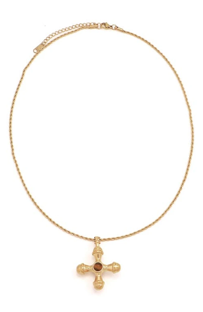 Petit Moments Turin Cross Pendant Necklace in Brown at Nordstrom