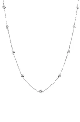 Crislu Cubic Zirconia Bezel Station Necklace in Platinum at Nordstrom