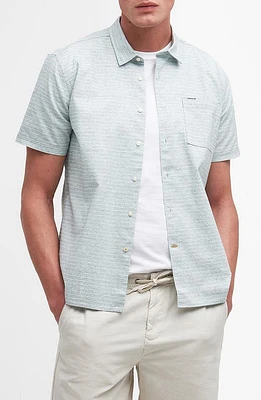 Barbour Ashgill Regular Fit Heathered Stripe Short Sleeve Button-Up Shirt Green at Nordstrom,