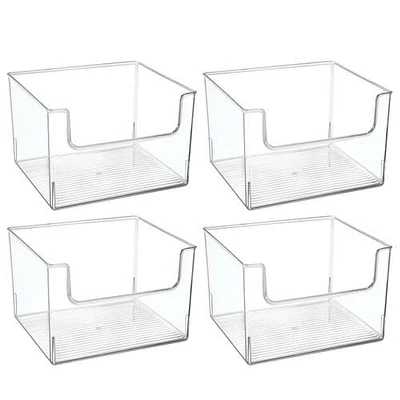 mDesign Plastic Large Home Storage Organizer Bins with Open Front, 4 Pack in Clear at Nordstrom