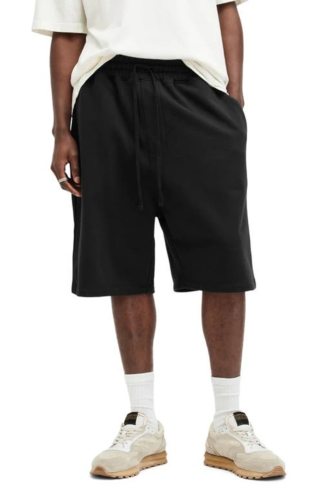 AllSaints Haydon Cotton Sweat Shorts Washed Black at Nordstrom,