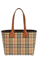 burberry Small London Check Canvas Tote in Briar Brown/Black at Nordstrom