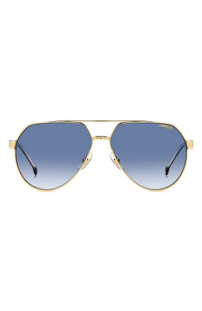 Carrera Eyewear Victory 62mm Gradient Aviator Sunglasses in Gold/Blue Shaded at Nordstrom