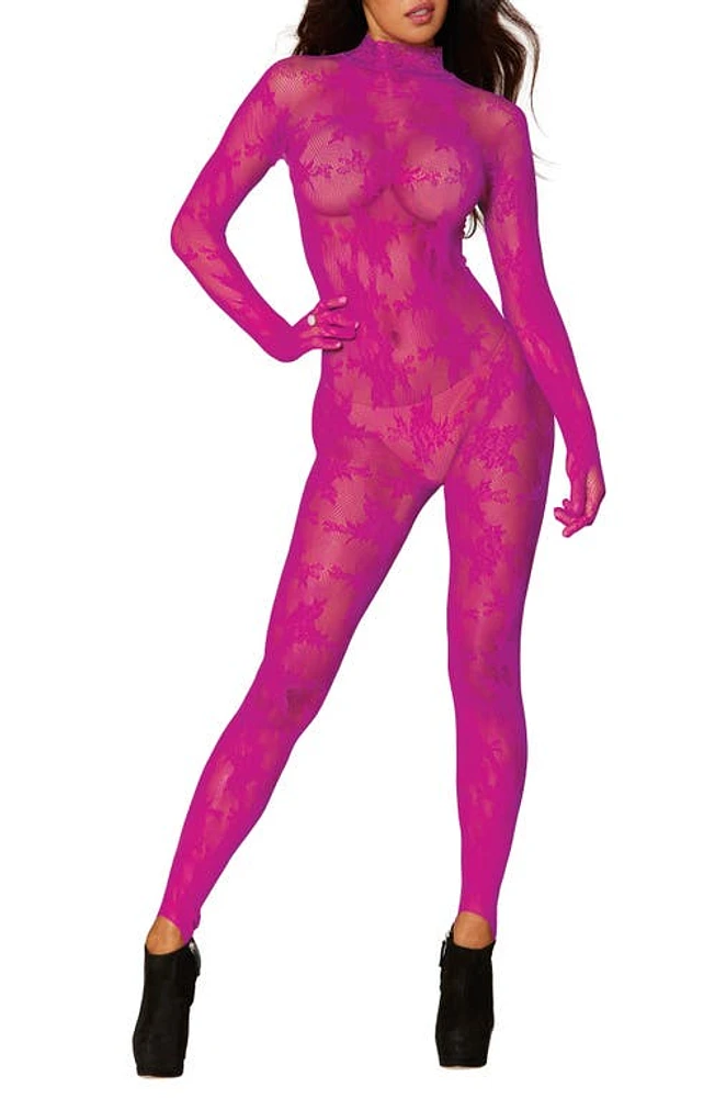 Dreamgirl Fishnet Glove Body Stocking in Azalea at Nordstrom