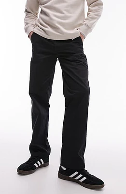 Topman Relaxed Fit Straight Leg Pants Black at Nordstrom, X 32