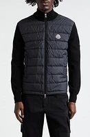 Moncler Quilted Down & Knit Cardigan Black at Nordstrom,