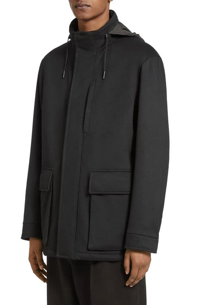 ZEGNA Oasi Elements Padded Cashmere Jacket Black at Nordstrom, Us