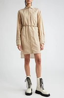 Max Mara Brioso Pinstripe Cotton & Silk Shirtdress Beige at Nordstrom,