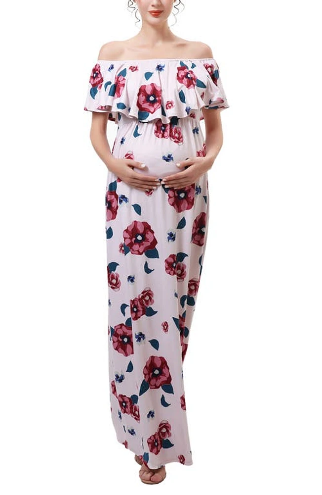 Kimi and Kai Lydia Off the Shoulder Maternity/Nursing Maxi Dress Pink at Nordstrom,