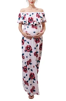 Kimi and Kai Lydia Off the Shoulder Maternity/Nursing Maxi Dress Pink at Nordstrom,