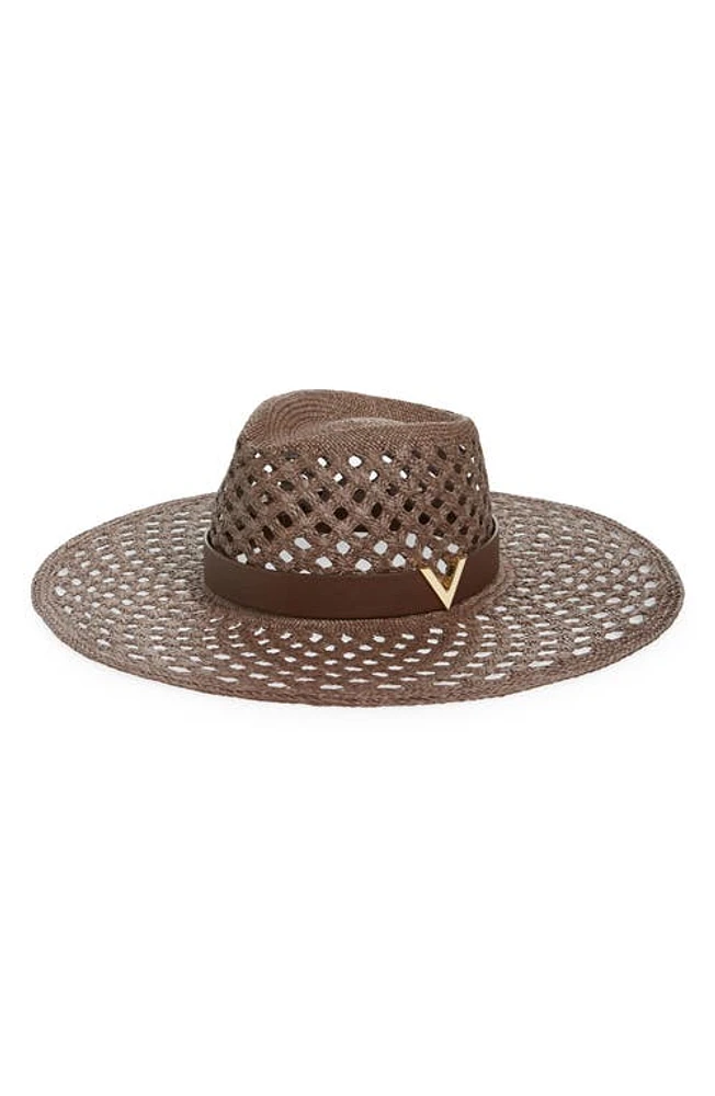 Valentino Garavani V Signature Straw Fedora Kg8 Fondant/Fondant at Nordstrom,