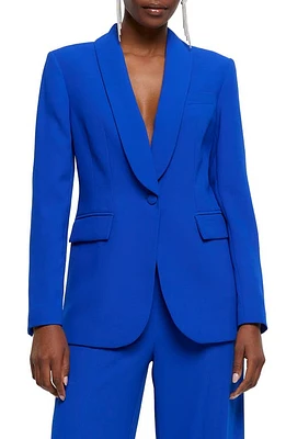 River Island Shawl Collar Tuxedo Blazer in Blue at Nordstrom, Size 6