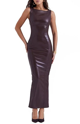 HOUSE OF CB Sahara Faux Leather Body-Con Maxi Dress Cocoa at Nordstrom,