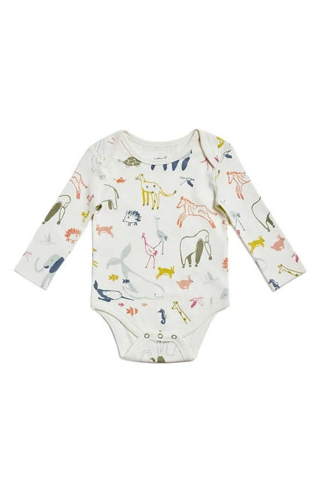 Pehr Into the Wild Long Sleeve Organic Cotton Bodysuit in Ivory at Nordstrom