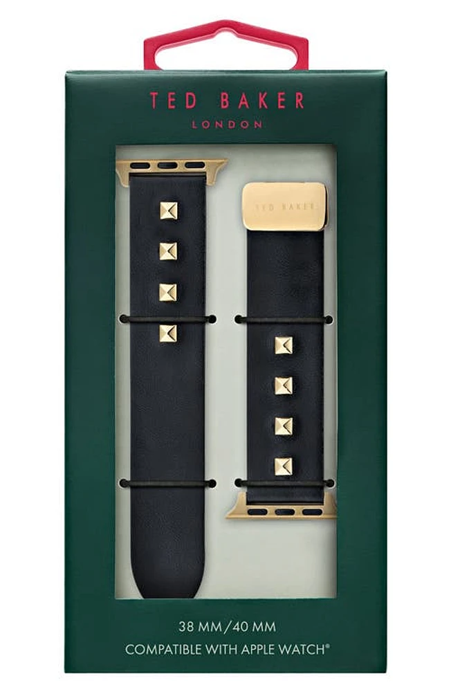 Ted Baker London Leather 20mm Apple Watch Watchband in Black at Nordstrom